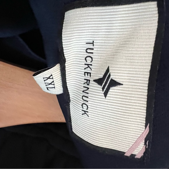 Tuckernuck Daphne swing mini dress Ladies xxl navy blue ruffle neck bow back - Picture 4 of 9